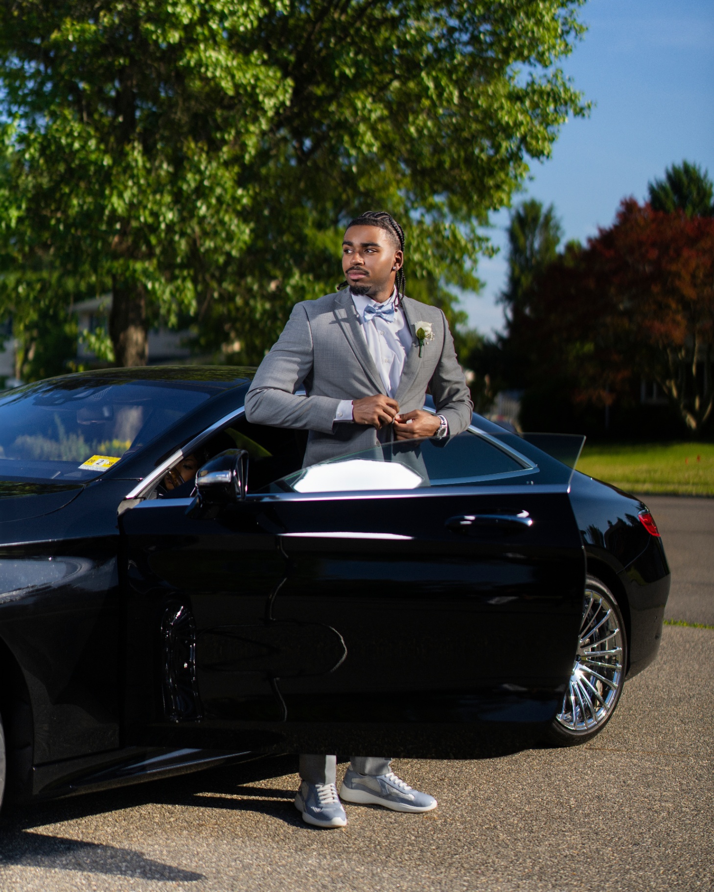 Prom portrait — grey suit