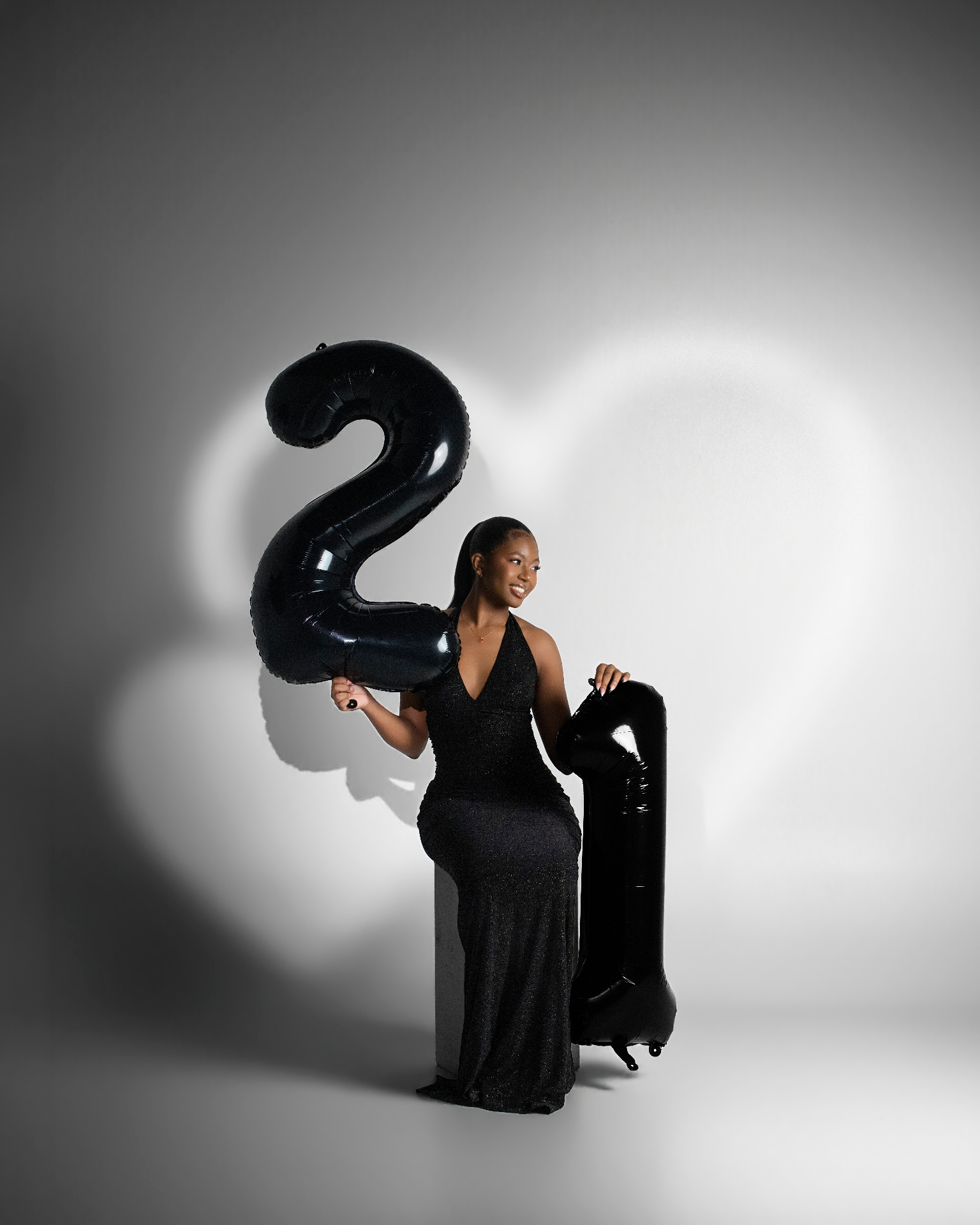 21st birthday balloons studio portrait