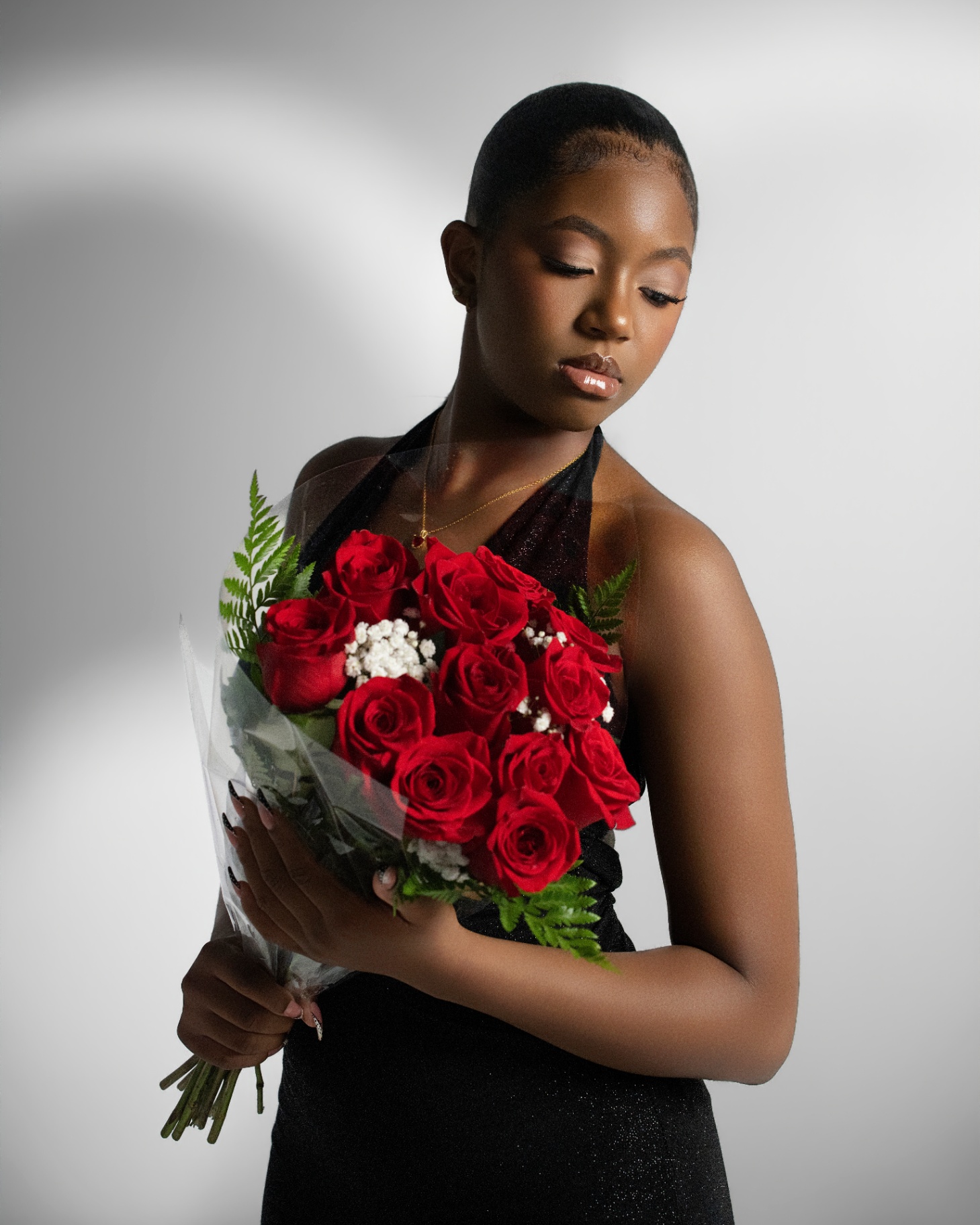 Red rose bouquet portrait