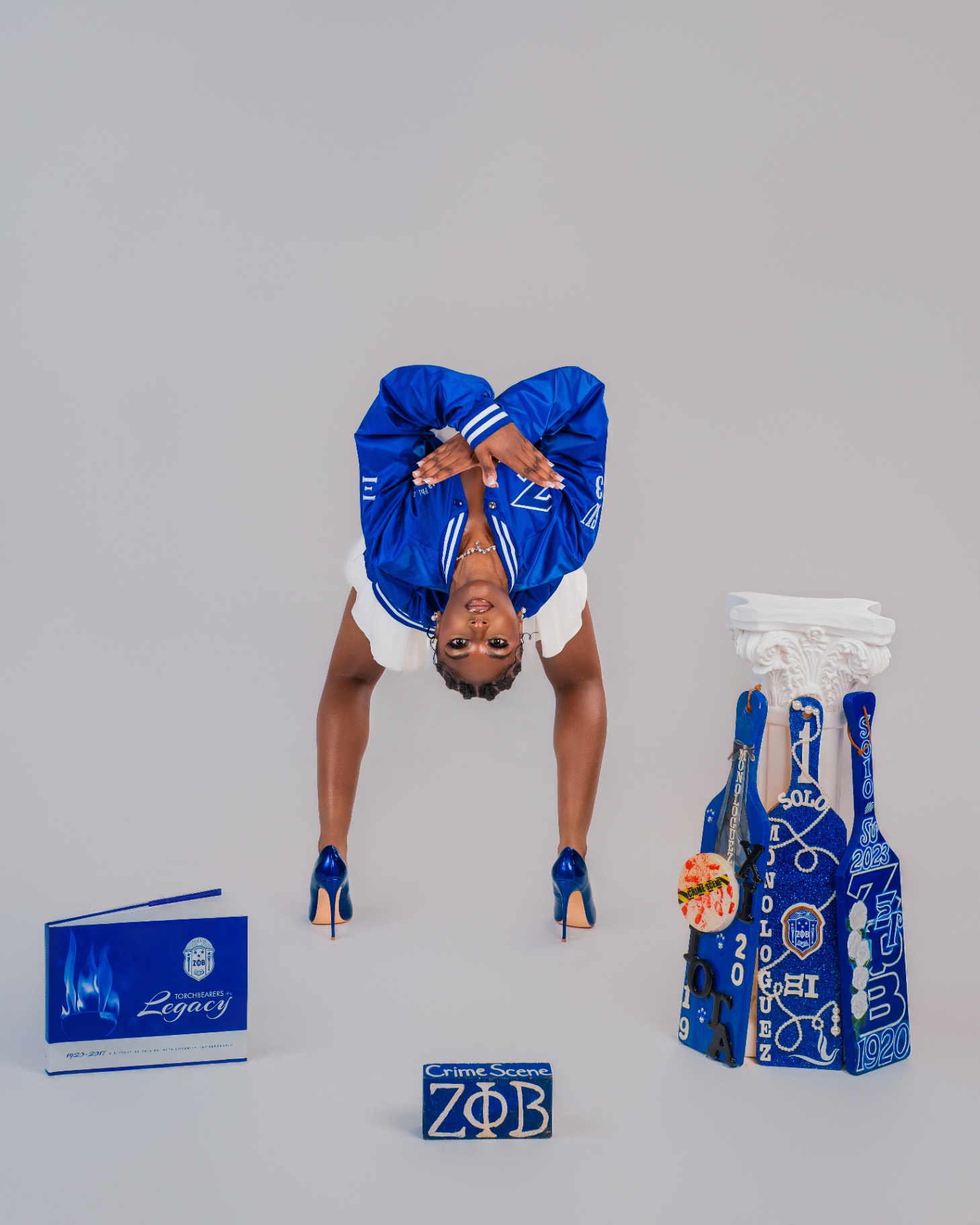 Zeta Phi Beta crime scene themed pose